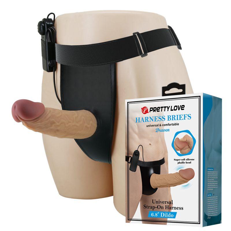 17,5 cm Titreşimli Belden Bağlamalı İçi Boş 7 cm Dolgulu Strapon Penis