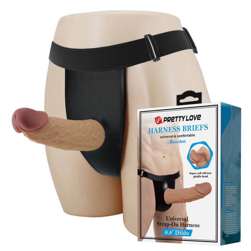 17,5 cm Belden Bağlamalı İçi Boş 7 cm Dolgulu Strapon Penis